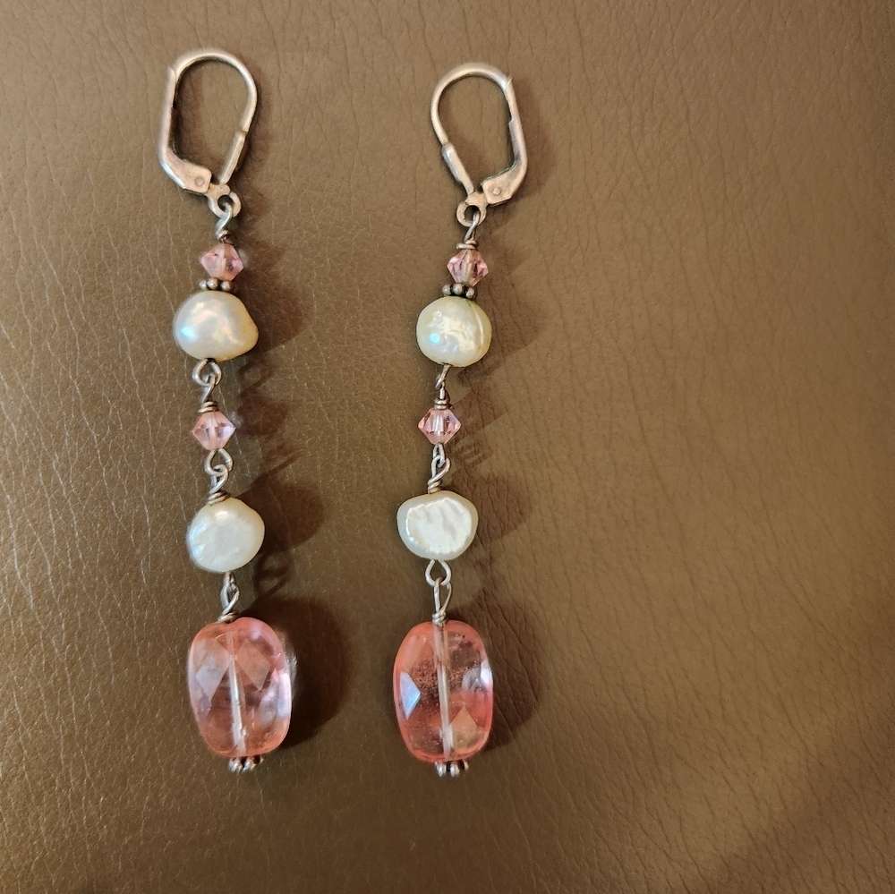 Freshwater Pearl and Rose Quartz Earrings